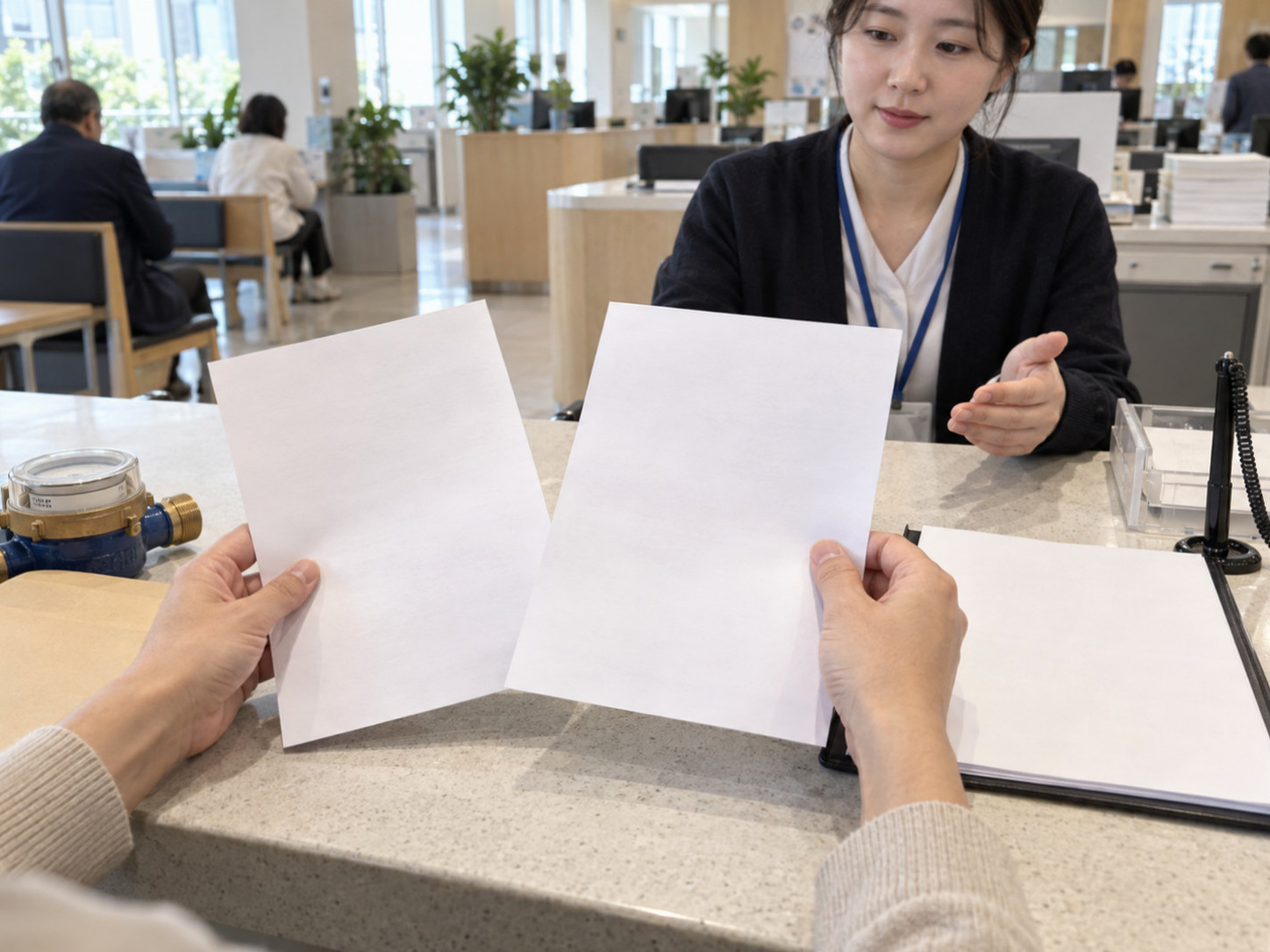 감면 자격 발생 전 과거 수도요금의 소급 적용 여부와 별도 신청 필요성을 확인하는 모습